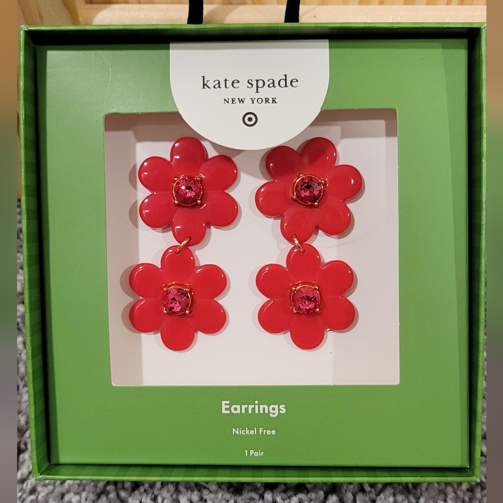 Kate Spade x Target Red Flower Earrings NWT